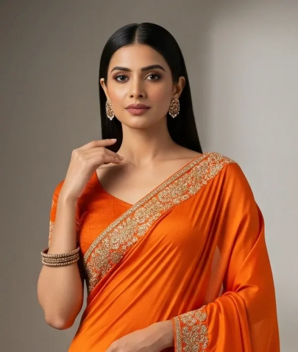 Orange  Saree